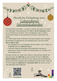 Lebendiger Adventskalender - Flyer mit Anmelde-Code