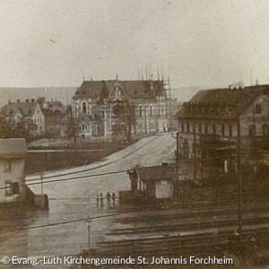 Kirche im Bau, vor Juni 1896 (Quelle: Evang.-Luth Kirchengemeinde St. Johannis Forchheim)