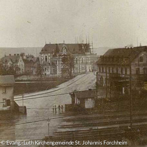 Kirche im Bau, vor Juni 1896 (Quelle: Evang.-Luth Kirchengemeinde St. Johannis Forchheim)