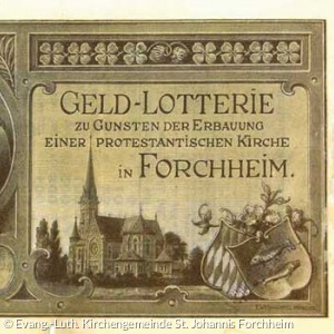 Schein der Wohltätigkeitslotterie 1897 (Quelle: Evang.-Luth. Kirchengemeinde St. Johannis Forchheim)