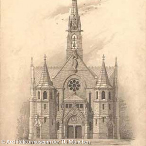 Planzeichnung Katharinenkirche Reutlingen, Heinrich Dolmetsch, 1887/90 (Quelle: Architekturmuseum der TU München)