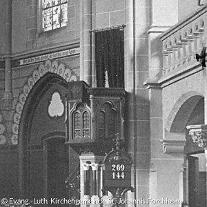 Kanzel im ursprünglichen Zustand (Quelle: Evang.-Luth. Kirchengemeinde St. Johannis Forchheim)