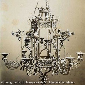 Schmiedeeiserner Kronleuchter, 1896 (Quelle: Evang.-Luth. Kirchengemeinde St. Johannis Forchheim)