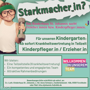 Kinderpfleger_in / Erzieher_in ab sofort als Krankheitsvertretung gesucht!